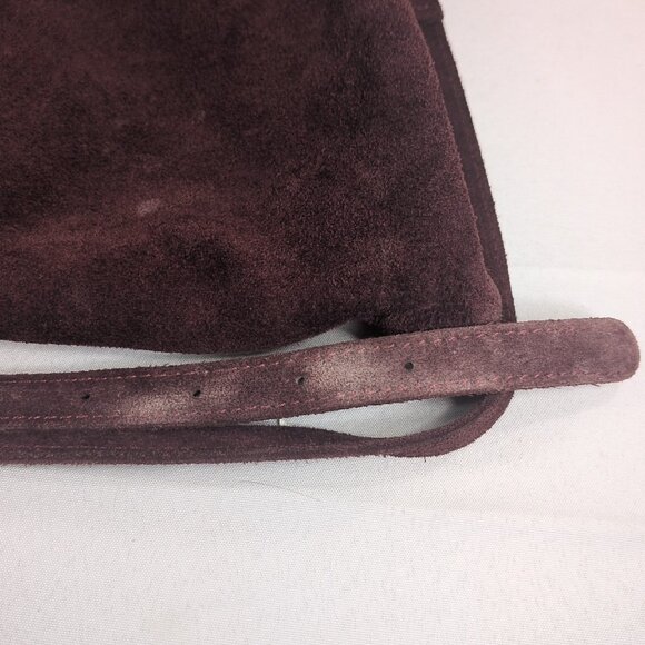 Marlon Burgundy Red Suede Leather Shoulder Purse Drawstring Crossbody Made Italy - Picture 11 of 15